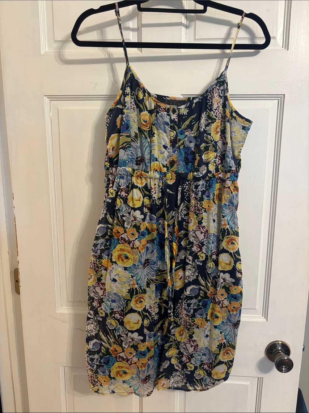 Old Navy Navy Floral Mini Dress with Yellow & Blue Flowers